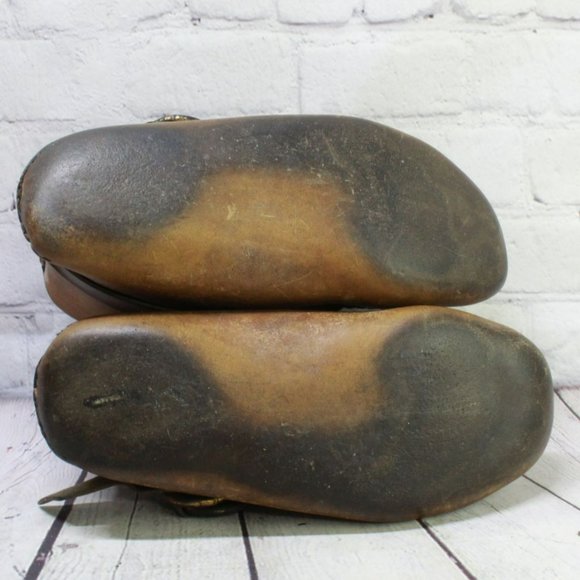 *Unbranded Unisex Brown Leather Slip On Round Toe Ankle Clog Shoes Sz 10 Inches - Picture 9 of 9